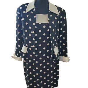 Vintage JS Collections Evening Party Dress Size 10 Black and White Polka Dot